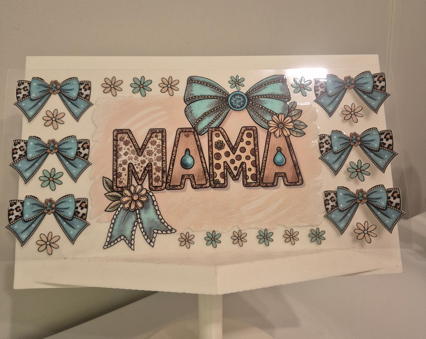 Mama with turquoise bows